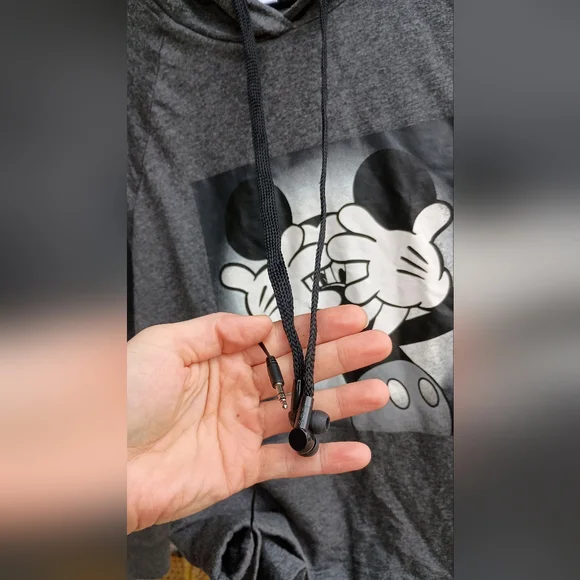 Disney Charcoal Hoodie with Mickey Graphic With Built In Headphones_Large - Picture 2 of 5